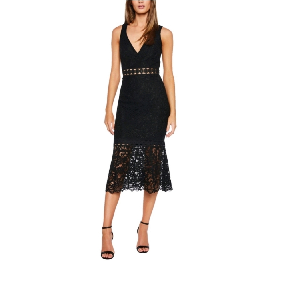 Bardot Lace Sheath Dress in Classic Black, size S (US 6)